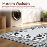 Ultra Soft Area Rug, Non Slip, Stain Resistant, Washable Area Rugs for Living Room, Bedroom, Modern Botanical Luxe Touch(Gray)