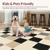 Ultra Soft Area Rug, Non Slip, Stain Resistant, Washable Area Rugs for Living Room, Bedroom, Washable Plaid Entryway Carpet with Anti-Slip Backing(Beige)