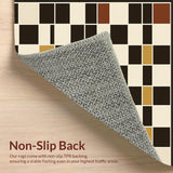 Ultra Soft Area Rug, Non Slip, Stain Resistant, Washable Area Rugs for Living Room, Bedroom, Sophisticated Neutral Plaid Motif(Brown)