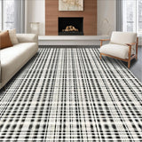 Ultra Soft Area Rug, Non Slip, Stain Resistant, Washable Area Rugs for Living Room, Bedroom, Striped Pattern Rug Minimalist Monochrome Floor Art(Black)