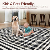 Ultra Soft Area Rug, Non Slip, Stain Resistant, Washable Area Rugs for Living Room, Bedroom, Minimalist Stripe Bedroom Rug(Black)