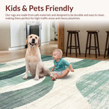 Ultra Soft Area Rug, Non Slip, Stain Resistant, Washable Area Rugs for Living Room, Bedroom, Rustic Wave Textured Circular Piece(Green)