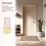 Ultra Soft Area Rug, Non Slip, Stain Resistant, Washable Area Rugs for Living Room, Bedroom, Contemporary Earthy Patterned Aesthetic(Beige)