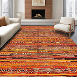 Ultra Soft Area Rug, Non Slip, Stain Resistant, Washable Area Rugs for Living Room, Bedroom, Rustic Multicolor Striped Aesthetic(Red)