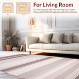 Ultra Soft Area Rug, Non Slip, Stain Resistant, Washable Area Rugs for Living Room, Bedroom, Artful Serene Beachy Stripe Scheme(Purple)