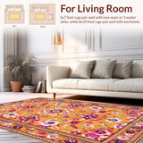 Ultra Soft Area Rug, Non Slip, Stain Resistant, Washable Area Rugs for Living Room, Bedroom, Rustic Earthy Floral Display(Orange)