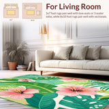 Ultra Soft Area Rug, Non Slip, Stain Resistant, Washable Area Rugs for Living Room, Bedroom, Serene Botanical Dreamscape Style(Pink)