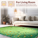 Ultra Soft Area Rug, Non Slip, Stain Resistant, Washable Area Rugs for Living Room, Bedroom, Whimsical Green Nature Scene(Green)