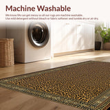Ultra Soft Area Rug, Non Slip, Stain Resistant, Washable Area Rugs for Living Room, Bedroom, Elegant Earthy Toned Motif(Brown)