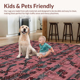 Ultra Soft Area Rug, Non Slip, Stain Resistant, Washable Area Rugs for Living Room, Bedroom, Cute Pink Ribbon and Cherry Bomb Rug Design(Pink)