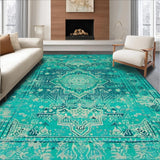 Ultra Soft Area Rug, Non Slip, Stain Resistant, Washable Area Rugs for Living Room, Bedroom, Whimsical Medallion Color Fusion(Blue)