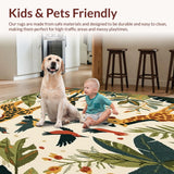 Ultra Soft Area Rug, Non Slip, Stain Resistant, Washable Area Rugs for Living Room, Bedroom, Adventurous Jungle Animal Print Ideal for Children Play Areas(Ivory)