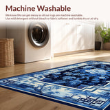 Ultra Soft Area Rug, Non Slip, Stain Resistant, Washable Area Rugs for Living Room, Bedroom, Sophisticated Floral Chinoiserie Aesthetic(Blue)