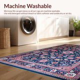 Ultra Soft Area Rug, Non Slip, Stain Resistant, Washable Area Rugs for Living Room, Bedroom, Rustic Modern Colorful Motif(Blue)