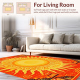 Ultra Soft Area Rug, Non Slip, Stain Resistant, Washable Area Rugs for Living Room, Bedroom, Bright Contemporary Pattern Blend(Orange)