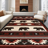 Ultra Soft Area Rug, Non Slip, Stain Resistant, Washable Area Rugs for Living Room, Bedroom, Southwest Rustic Wildlife Motif(Black)