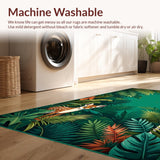 Ultra Soft Area Rug, Non Slip, Stain Resistant, Washable Area Rugs for Living Room, Bedroom, Eclectic Tropical Animal Imagery(Green)