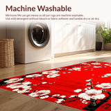 Ultra Soft Area Rug, Non Slip, Stain Resistant, Washable Area Rugs for Living Room, Bedroom, Transitional Abstract Blossom Arrangement(Red)