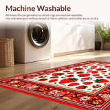 Ultra Soft Area Rug, Non Slip, Stain Resistant, Washable Area Rugs for Living Room, Bedroom, Joyful Springtime Fruit and Bee Fusion(Red)