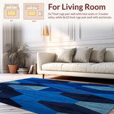 Ultra Soft Area Rug, Non Slip, Stain Resistant, Washable Area Rugs for Living Room, Bedroom, Modern Geometric Entryway Carpet with Artistic Navy Hexagon Pattern(Blue)