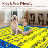 Ultra Soft Area Rug, Non Slip, Stain Resistant, Washable Area Rugs for Living Room, Bedroom, Joyful Symphonic Motif Arrangement(Blue)