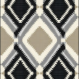 Ultra Soft Area Rug, Non Slip, Stain Resistant, Washable Area Rugs for Living Room, Bedroom, Elegant Neutral Geometric Look(Black)