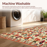 Ultra Soft Area Rug, Non Slip, Stain Resistant, Washable Area Rugs for Living Room, Bedroom, Boho Chic Area Floral Kitchen Mat(Beige)