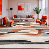 Ultra Soft Area Rug, Non Slip, Stain Resistant, Washable Area Rugs for Living Room, Bedroom, Wave Rider Area Rug Graphic Design(Gray)