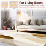 Ultra Soft Area Rug, Non Slip, Stain Resistant, Washable Area Rugs for Living Room, Bedroom, Elegant Beige & Brown Swirl Line Area(Beige)