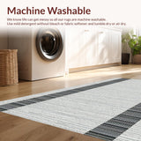 Ultra Soft Area Rug, Non Slip, Stain Resistant, Washable Area Rugs for Living Room, Bedroom, Classic Monochrome Striped Decor Mat With Bold Contrast Linear Design(Black)