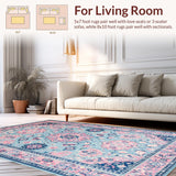Ultra Soft Area Rug, Non Slip, Stain Resistant, Washable Area Rugs for Living Room, Bedroom, Charming Pastel Geometric Motif(Blue)