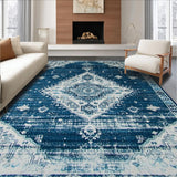 Ultra Soft Area Rug, Non Slip, Stain Resistant, Washable Area Rugs for Living Room, Bedroom, Artistic Floral Patterned Elegance(Blue)