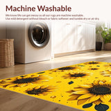 Ultra Soft Area Rug, Non Slip, Stain Resistant, Washable Area Rugs for Living Room, Bedroom, Sunny Springtime Floral Composition(Yellow)