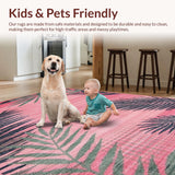 Ultra Soft Area Rug, Non Slip, Stain Resistant, Washable Area Rugs for Living Room, Bedroom, Chic Contemporary Floral Embellishment(Pink)