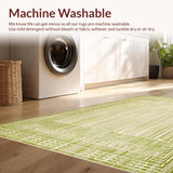 Ultra Soft Area Rug, Non Slip, Stain Resistant, Washable Area Rugs for Living Room, Bedroom, Elegant Area Olive Green & Beige Geometric Design(Green)