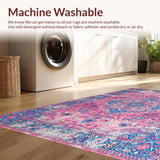 Ultra Soft Area Rug, Non Slip, Stain Resistant, Washable Area Rugs for Living Room, Bedroom, Elegant Retro Abstract Design(Pink)