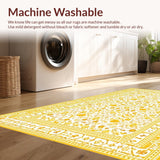 Ultra Soft Area Rug, Non Slip, Stain Resistant, Washable Area Rugs for Living Room, Bedroom, Modern Artistic Abstract Flourish(Yellow)