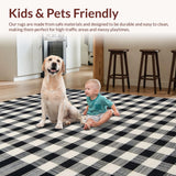 Ultra Soft Area Rug, Non Slip, Stain Resistant, Washable Area Rugs for Living Room, Bedroom, Elegant Black and White Geometric Motif(Black)