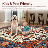 Ultra Soft Area Rug, Non Slip, Stain Resistant, Washable Area Rugs for Living Room, Bedroom, Contemporary Round Art Design(White)