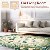 Ultra Soft Area Rug, Non Slip, Stain Resistant, Washable Area Rugs for Living Room, Bedroom, Delicate Insect-Inspired Artistry(Ivory)