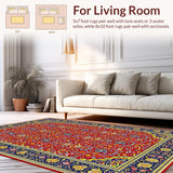 Ultra Soft Area Rug, Non Slip, Stain Resistant, Washable Area Rugs for Living Room, Bedroom, Dynamic Earthy Ogee Aesthetic(Red)
