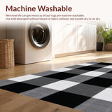 Ultra Soft Area Rug, Non Slip, Stain Resistant, Washable Area Rugs for Living Room, Bedroom, Stylish Neutral Plaid Theme(Black)