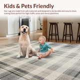 Ultra Soft Area Rug, Non Slip, Stain Resistant, Washable Area Rugs for Living Room, Bedroom, Contemporary Soft Lattice Design(Beige)
