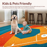 Ultra Soft Area Rug, Non Slip, Stain Resistant, Washable Area Rugs for Living Room, Bedroom, Eclectic 3D Printed Sport Pattern(Orange)