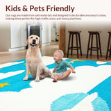 Ultra Soft Area Rug, Non Slip, Stain Resistant, Washable Area Rugs for Living Room, Bedroom, Delightful Animal Friends in Flight(Blue)