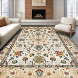 Ultra Soft Area Rug, Non Slip, Stain Resistant, Washable Area Rugs for Living Room, Bedroom, Soft Textured Rustic Pattern(Beige)