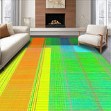 Ultra Soft Area Rug, Non Slip, Stain Resistant, Washable Area Rugs for Living Room, Bedroom, Soft Green Geometric Lines(Yellow)