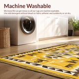 Ultra Soft Area Rug, Non Slip, Stain Resistant, Washable Area Rugs for Living Room, Bedroom, Chic Yellow-Brown Abstract Composition(Yellow)