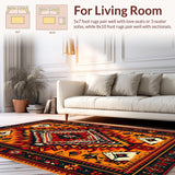 Ultra Soft Area Rug, Non Slip, Stain Resistant, Washable Area Rugs for Living Room, Bedroom, Red Orange Tribal Entryway Non-Slip Carpet(Red)
