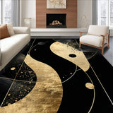 Ultra Soft Area Rug, Non Slip, Stain Resistant, Washable Area Rugs for Living Room, Bedroom, Sophisticated Modern Art Inspired Style(Gold)